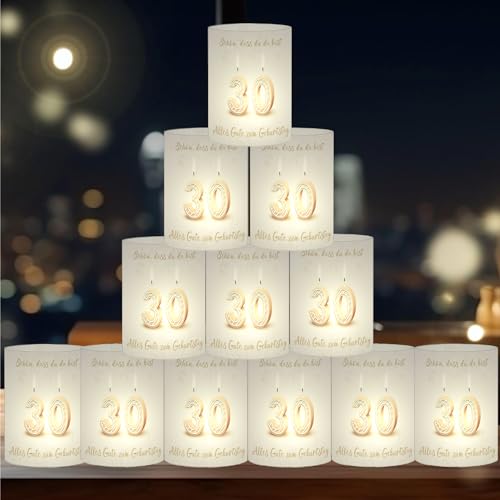 12 Windlichter Tischdekoration 30 Geburtstag, Tischdekoration 30 Geburtstag Frau Mann, Schön DASS Du da bist, Tischdekoration 30 Jahre Happy Birthday, Passend für Teelichter oder Kerzen (30 Jahre) 12 Windlichter Tischdekoration 30 Geburtstag, Tischdekoration 30 Geburtstag Frau Mann, Schön DASS Du da bist, Tischdekoration 30 Jahre Happy Birthday, Passend für Teelichter oder Kerzen (30 Jahre) von SeunKieer