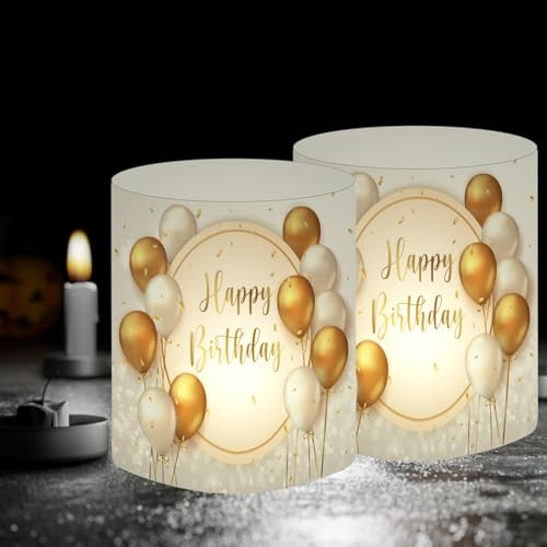 12 Windlichter Tischdekoration, Schön DASS Du da bist, Tischdeko Happy Birthday, Passend für Teelichter oder Kerzen (Happy Birthday A) von SeunKieer
