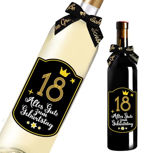 18. Geburtstag Flaschenetikett mit Schleife Schwarzes Gold Lack veredelt 8,5x10,5cm Happy Birthday 18 - Geburtstagsdeko Geburtstagsgeschenk Geschenke für Frauen Männer 18. Geburtstag Flaschenetikett mit Schleife Schwarzes Gold Lack veredelt 8,5x10,5cm Happy Birthday 18 - Geburtstagsdeko Geburtstagsgeschenk Geschenke für Frauen Männer von SeunKieer