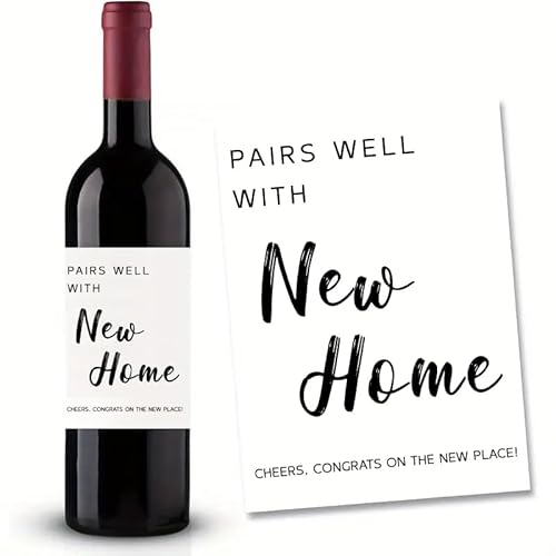 2 Stück Flaschenetikett Pairs Well with New Home Cheers, Congrats on the New Place! 10x12,7cm Flaschenetiketten Weinflaschen Etikett Aufkleber zum Einzug Einzugsgeschenke Einweihungsgeschenk Etiketten 2 Stück Flaschenetikett Pairs Well with New Home Cheers, Congrats on the New Place! 10x12,7cm Flaschenetiketten Weinflaschen Etikett Aufkleber zum Einzug Einzugsgeschenke Einweihungsgeschenk Etiketten von SeunKieer