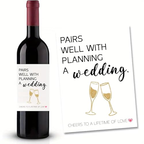 2 x Flaschenetikett Pairs Well with PLANNING A Wedding CHEERS TO A LIFETIME OF LOVE 10x12,7cm Flaschenetiketten Weinflaschen Aufkleber Gastgeschenke Hochzeit Standesamt Deko, Hochzeitsspiele für Gäste 2 x Flaschenetikett Pairs Well with PLANNING A Wedding CHEERS TO A LIFETIME OF LOVE 10x12,7cm Flaschenetiketten Weinflaschen Aufkleber Gastgeschenke Hochzeit Standesamt Deko, Hochzeitsspiele für Gäste von SeunKieer