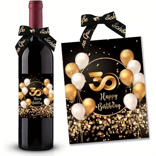 30. Geburtstag Flaschenetikett mit Schleife Schwarzes Gold Lack veredelt 10x12,7cm Happy Birthday 30 - Geburtstagsdeko Geburtstagsgeschenk Geschenke für Frauen Männer 30. Geburtstag Flaschenetikett mit Schleife Schwarzes Gold Lack veredelt 10x12,7cm Happy Birthday 30 - Geburtstagsdeko Geburtstagsgeschenk Geschenke für Frauen Männer von SeunKieer
