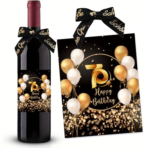 70. Geburtstag Flaschenetikett mit Schleife Schwarzes Gold Lack veredelt 10x12,7cm Happy Birthday 70 - Geburtstagsdeko Geburtstagsgeschenk Geschenke für Frauen Männer 70. Geburtstag Flaschenetikett mit Schleife Schwarzes Gold Lack veredelt 10x12,7cm Happy Birthday 70 - Geburtstagsdeko Geburtstagsgeschenk Geschenke für Frauen Männer von SeunKieer