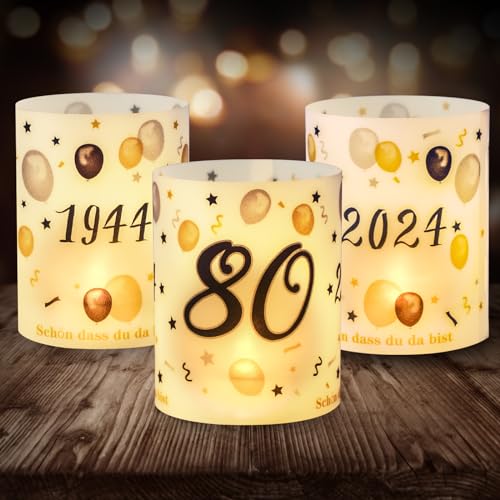12 Windlicht Tischdeko 80 Geburtstag, Seutgjie 80. Geburtstag Jubiläum Deko Mann Frau 1944-2024 Schwarz Gold für Teelichter oder Kerzen 12 Windlicht Tischdeko 80 Geburtstag, Seutgjie 80. Geburtstag Jubiläum Deko Mann Frau 1944-2024 Schwarz Gold für Teelichter oder Kerzen von Seutgjie