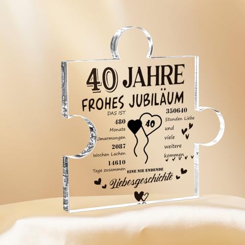 40 Hochzeitstag Geschenk, Seutgjie Rubinhochzeit Geschenke 40 Jähriges Jubiläum für Ihn sie Frau Mann Paare Acryl-Heimdekoration von Seutgjie