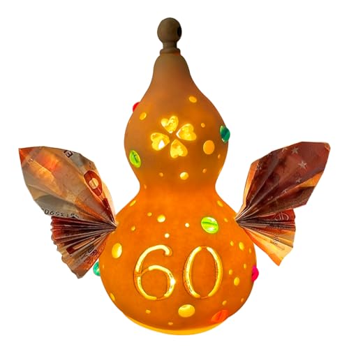 Seutgjie Coole Geschenke 60 Geburtstag, Deko 60. Geburtstag Frau Mann Geldgeschenke Handgeschnitzte Natürliche Kürbis mit Wiederaufladbare LED-Leuchten Seutgjie Coole Geschenke 60 Geburtstag, Deko 60. Geburtstag Frau Mann Geldgeschenke Handgeschnitzte Natürliche Kürbis mit Wiederaufladbare LED-Leuchten von Seutgjie