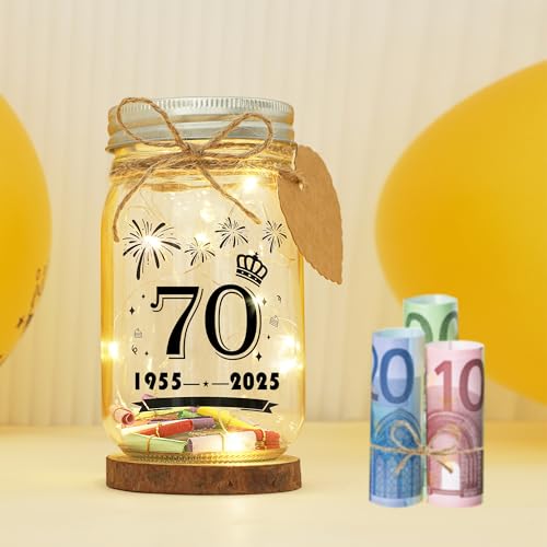 Seutgjie 70 Geburtstag Frau Mann Geschenk Geldgeschenke LED Flaschenlicht mit 1955 bis 2025 Personalisiertes Geschenk Seutgjie 70 Geburtstag Frau Mann Geschenk Geldgeschenke LED Flaschenlicht mit 1955 bis 2025 Personalisiertes Geschenk von Seutgjie