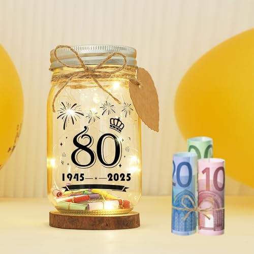 Seutgjie 80 Geburtstag Frau Mann Geschenk Geldgeschenke LED Flaschenlicht mit 1945 bis 2025 Personalisiertes Geschenk Seutgjie 80 Geburtstag Frau Mann Geschenk Geldgeschenke LED Flaschenlicht mit 1945 bis 2025 Personalisiertes Geschenk von Seutgjie