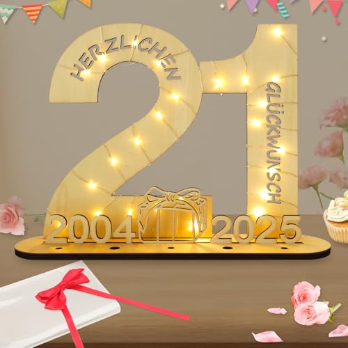 Seutgjie Deko 21 Geburtstag Mädchen Junge, Geldgeschenke Geburtstag 21 Originelle Holz Schild Gästebuch mit LED Lichterkette für Männer Frauen Jubiläum Tischdeko 2004-2025 Seutgjie Deko 21 Geburtstag Mädchen Junge, Geldgeschenke Geburtstag 21 Originelle Holz Schild Gästebuch mit LED Lichterkette für Männer Frauen Jubiläum Tischdeko 2004-2025 von Seutgjie