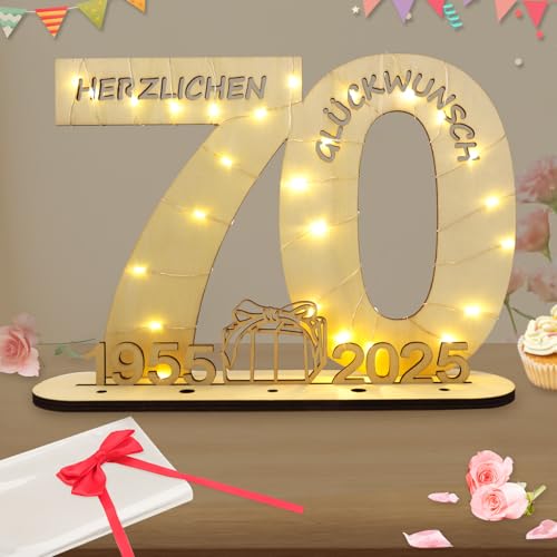 Seutgjie Deko 70 Geburtstag Frau Mann, Geldgeschenke Geburtstag 70 Originelle Holz Schild Gästebuch mit LED Lichterkette für Männer Frauen Jubiläum Tischdeko 1955-2025 Seutgjie Deko 70 Geburtstag Frau Mann, Geldgeschenke Geburtstag 70 Originelle Holz Schild Gästebuch mit LED Lichterkette für Männer Frauen Jubiläum Tischdeko 1955-2025 von Seutgjie