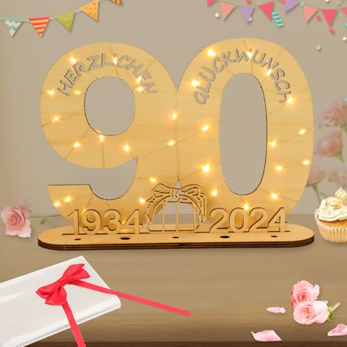 Seutgjie Deko 90 Geburtstag Mann Frau Originelles Geldgeschenke Holzschild Gästebuch mit LED Lichterkette Fliege und Geschenkpapier Gästebuch für Männer Frauen Jubiläum Tischdeko 1934-2024 Seutgjie Deko 90 Geburtstag Mann Frau Originelles Geldgeschenke Holzschild Gästebuch mit LED Lichterkette Fliege und Geschenkpapier Gästebuch für Männer Frauen Jubiläum Tischdeko 1934-2024 von Seutgjie