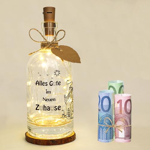 Seutgjie Einzugsgeschenke Wohnung Haus, Richtfest Geschenk zum Einzug ins Neue Haus Wohnung LED Flaschenlicht Originelle Personalisiertes Geschenk Home Decor von Seutgjie