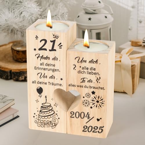 Seutgjie Geschenk 21 Geburtstag Mädchen Junge Kerzenständer Holz Deko Personalisiert 2004 bis 2025 für Mädchen, Schwestern Tochter und Freundin Coole Geschenkideen Seutgjie Geschenk 21 Geburtstag Mädchen Junge Kerzenständer Holz Deko Personalisiert 2004 bis 2025 für Mädchen, Schwestern Tochter und Freundin Coole Geschenkideen von Seutgjie