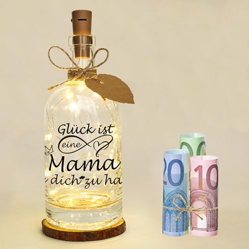 Seutgjie Mama Geschenk, Mutter Geschenk für Mama zum Geburtstag Weihnachten Muttertag Geldgeschenke LED Flaschenlicht Originelle Personalisiertes Geschenk von Seutgjie