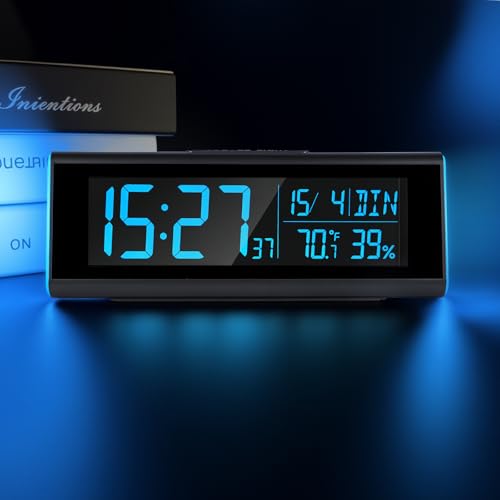 Seutgjie Schreibtischuhr Digital, Digitaler Wecker mit RGB-Licht Datum Temperatur Luftfeuchtigkeit DST VA Display 7 Sprachen Zwei Weckzeiten Schlummerfunktion für Schreibtisch Schlafzimmer Büro Modern Seutgjie Schreibtischuhr Digital, Digitaler Wecker mit RGB-Licht Datum Temperatur Luftfeuchtigkeit DST VA Display 7 Sprachen Zwei Weckzeiten Schlummerfunktion für Schreibtisch Schlafzimmer Büro Modern von Seutgjie
