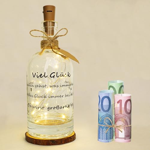 Seutgjie Viel Glück Geschenke, LED Flaschenlicht mit Spruch Motivierende Inspirierende Geschenke für Bestie Schwester Kollegen im neuen Job Zuhause Personalisiertes Geschenk von Seutgjie
