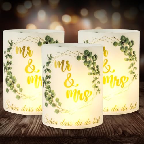 Tischdeko Hochzeit 12 Windlicht, Seutgjie Hochzeitsdeko Mr und Mrs Beautiful Wedding Just Married Wedding Decorations Windlichter für Teelichter oder Kerzen von Seutgjie