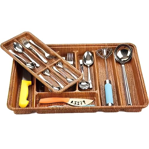BESTECKKASTEN MIT GLEITFACH IN HOLZOPTIK - SCHUBLADEN ORDNUNGSSYSTEM UND SCHUBLADENEINSATZ AUS KUNSTSTOFF FÜR LÖFFEL, GABELN UND MESSER - 49,5CM X 36,5CM BESTECKKASTEN MIT GLEITFACH IN HOLZOPTIK - SCHUBLADEN ORDNUNGSSYSTEM UND SCHUBLADENEINSATZ AUS KUNSTSTOFF FÜR LÖFFEL, GABELN UND MESSER - 49,5CM X 36,5CM von Seven Blue