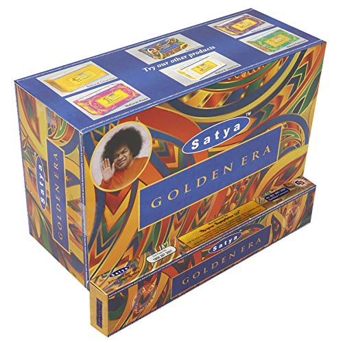 Chakra Tree Satya Golden Era Duft-Räucherstäbchen, 12 Stück, Aggarbatti, Raumduft, Aromatherapie, 15 g x 12 Stück (180 g) von Seven Chakra Tree