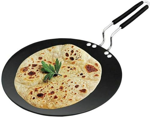Seven Chakra Tree Indian Iron Tawa Original Handmade Loha Iron Roti Chapati Tava Cooking Utensil Indian 25.4 cm Taawa von Seven Chakra Tree