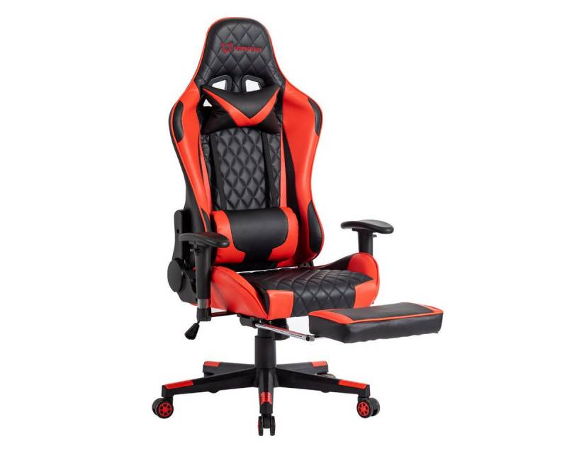 Seven Comfort Gaming-Stuhl Gaming Stuhl mit Fußstütze (Professioneller Gamingstuhl), Mit Kopfstütze und Lendenwirbelstütze, mit einziehbaren Fußstütze von Seven Comfort