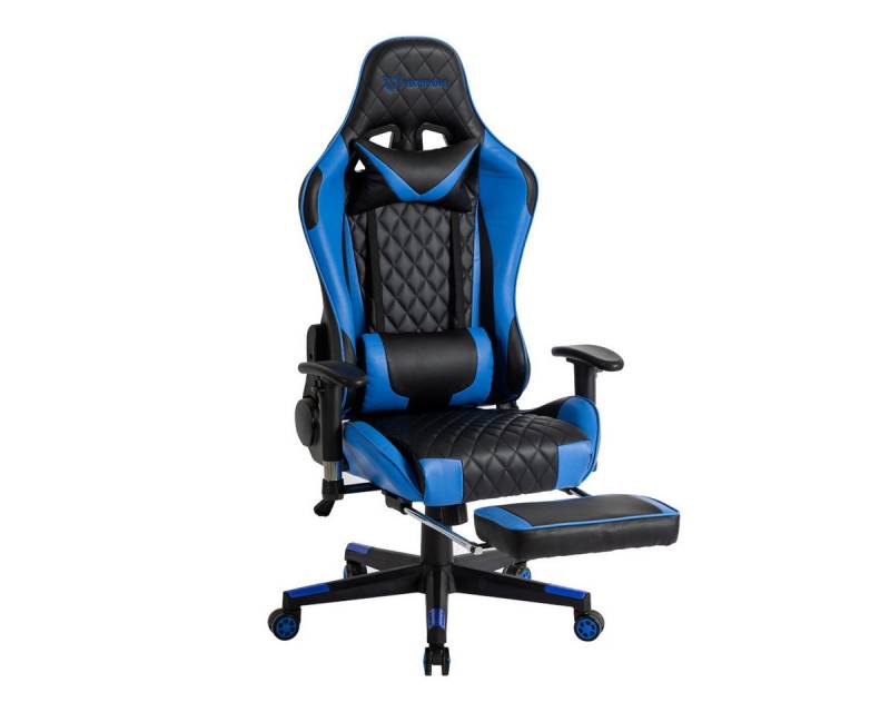 Seven Comfort Gaming-Stuhl Gaming Stuhl mit Fußstütze (Professioneller Gamingstuhl), Mit Kopfstütze und Lendenwirbelstütze, mit einziehbaren Fußstütze von Seven Comfort