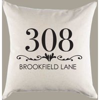 Benutzerdefinierte Adresse Leinwand Kissen Oder Kissenbezug - Home Throw Pillow Decor Umzug Einweihungsgeschenk von SevenMilesPerSecond