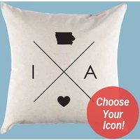 Iowa Ia Home State Canvas Kissen Oder Kissenbezug von SevenMilesPerSecond