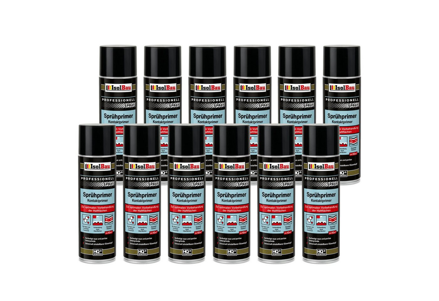 SevenOne Intermedia Grundierfarbe Sprühprimer 12 x 500ml Primer Spray Holz, Metall, Mauerwerk, Glas, Beton Porenbeton Ziegel, Putz Metall, Holz Spanplatten Glas PVC PE PP von SevenOne Intermedia