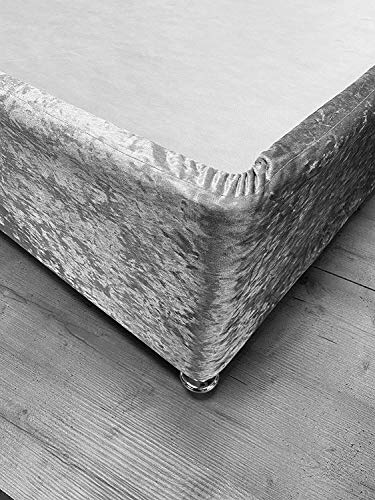 SeventhStitch Silver Grey Crushed Velvet Divan Valance Sheet Cover Fully Elasticated Single Double King Super King (Silver, Double) von SeventhStitch