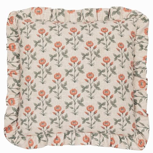 Seventy Three Linen Renee Bedrucktes Kissen mit Rüschen und Polyesterfüllung – Mehrfarbig – 50 x 50 cm von Seventy Three