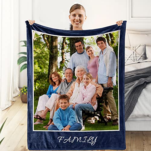 Sevenway Custom Blanket Memorial Gift with Photo Flannel Personalized Throw Blanket with Your Own Pictures for Family Mom Sisters Friends Besties Aunts Wife-SW374-1*Photo von Sevenway
