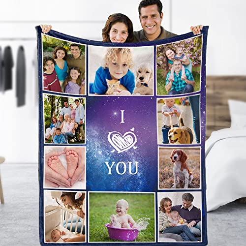 Sevenway Decke Personalisierte Fotodecke Personalisierte Baby-Foto-Geschenke für Mutter, Hund, Mädchen, Kind, Ehefrau, Geburtstag, Paar, Mutter, Mütter-SW4572-10*Photos-1 von Sevenway
