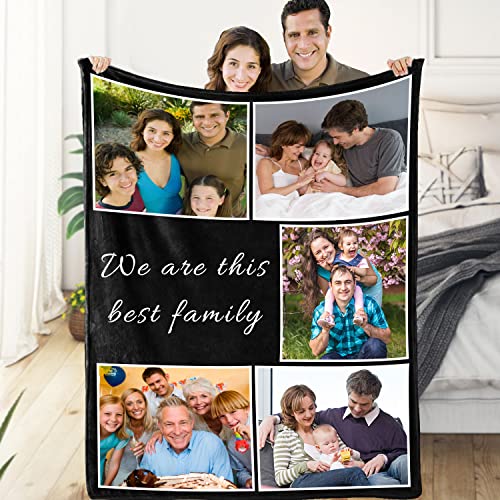Sevenway Geschenk für Mama, personalisierte Decke mit Foto, Machen Sie eine personalisierte Muttertagsdecke mit Fotoandenken, Sublimationsdecke für Mutter-SW4631-5*Photos-2 von Sevenway