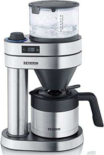 SEVERIN Filterkaffeemaschine "Caprice" mit Thermokanne, wie von Hand aufgebrüht, Kaffeebereiter für bis zu 8 Tassen, Kaffeemaschine mit Timer, 1l, Edelstahl-gebürstet/schwarz, KA 5761 von SEVERIN