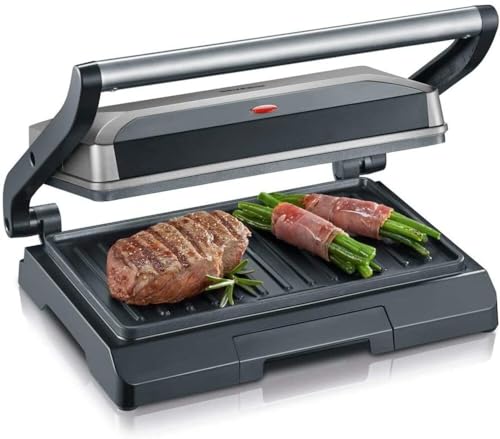 SEVERIN Kontaktgrill für Sandwiches, Steak und als Panini Grill, antihaftbeschichteter Sandwich Maker für fettfreies Grillen, 800 W, metallic grau/schwarz, KG 2394 SEVERIN Kontaktgrill für Sandwiches, Steak und als Panini Grill, antihaftbeschichteter Sandwich Maker für fettfreies Grillen, 800 W, metallic grau/schwarz, KG 2394 von SEVERIN