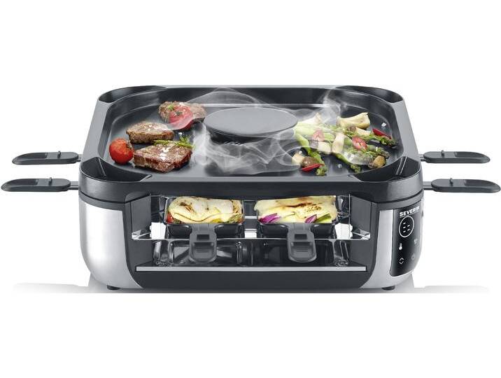 SEVERIN Raclette RG 2379 , schwarz (schwarz, silber), B:37,5cm H:16,5cm T:37,5cm, Raclettes, mit integrierter Rauch- und Geruchsabsaugung von Severin