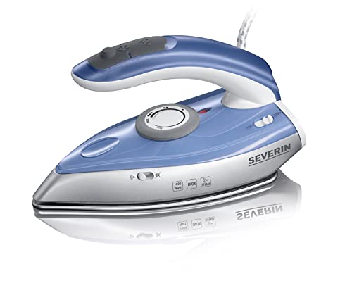 SEVERIN Reise-Dampfbügeleisen mit klappbarem Griff, Mini-Bügeleisen, umschaltbare Mehrfach-Spannung von 115/230V, Temperaturregler, Reise Bügeleisen, Steam Iron, klappbar, 1.000 Watt, BA 3234 von SEVERIN
