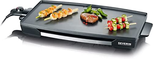 SEVERIN Tischgrill für Fleisch, Fisch und Gemüse, XXL Teppan Yaki Platte mit Antihaftbeschichtung, Elektrogrill mit Fettauffangschale und Temperaturregler, schwarz, KG 2397 von SEVERIN