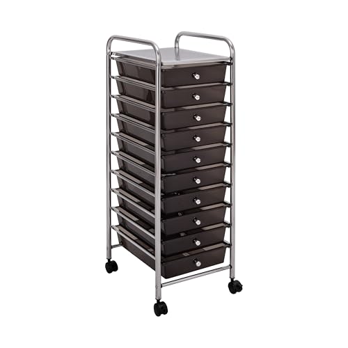 Seville Classics 10 Schubladen Rollwagen Rollcontainer Metall silber 39 x 32.5 x 97 cm von Seville Classics