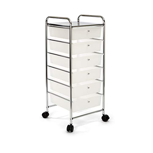 Seville Classics 6 Schubladen Rollwagen, Metall, Silber, 39.5 x 39 x 98 cm von Seville Classics