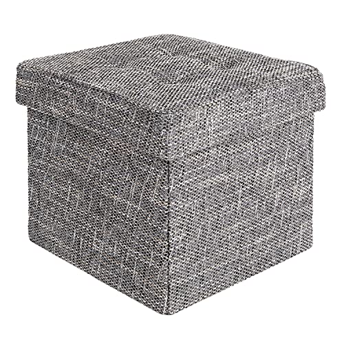 Seville Classics Faltbare Aufbewahrungsbox Ottomane Fußstütze Spielzeugkiste Couchtisch Truhe Sitzhocker, Textil, Tweed grau, 40x40x40cm von Seville Classics