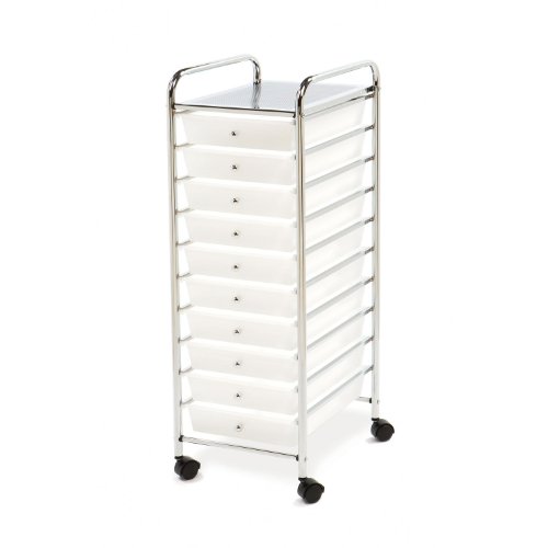 Seville Classics SHE16210B 10 Schubladen Rollwagen, Metall, silber, 39.5 x 39 x 98 cm von Seville Classics
