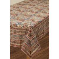 Rosa & Navy Kalamkari Block Print Tischdecke von SevyaHandmade