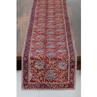 Rot & Blau Floral Kalamkari Blockdruck Tischläufer von SevyaHandmade