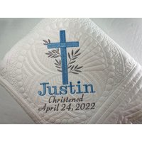 Baby Quilt, Junge Taufe Oder Taufdecke, Personalisierte Kreuz Andenken Decke, Geschenk von SewCuteBabyQuiltsUS