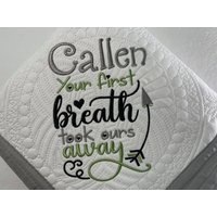 Heirloom Baby Quilt, Personalisierte "Your First Breath" Quilt Decke, Junge Shower Geschenk, Andenken Geschenk von SewCuteBabyQuiltsUS