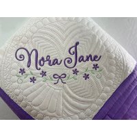Personalisierte Baby-Erbstück-Quiltdecke, Baby-Erbstück-Quilt, Personalisierte Baby-Quilt, Personalisiertes Baby-Andenken Mit Blumengeschenk von SewCuteBabyQuiltsUS