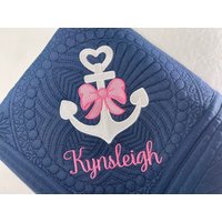 Personalisierte Baby Mädchen Anker Erbstück Quilt, Personalisierte Girl Nautical Anchor Quilt Mit Namen, Andenken Geschenk von SewCuteBabyQuiltsUS