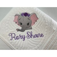 Personalisierte Baby Mädchen Erbstück Quilt Mit Elefant, Personalisierte Elefant Babypartygeschenk, Andenken Geschenk von SewCuteBabyQuiltsUS